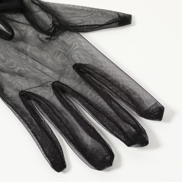 Women's Green Evening Sheer Tulle Short Length Gloves Wrist Tea Party Prom - Picture 5 of 6